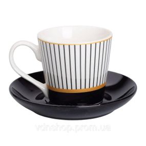 Фарфоровая чашка с черным блюдцем 200 мл RX-N24708WP