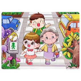 Детский деревянный пазл-вкладыш "Дорога в школу" MD 1343-11, 12 элементов