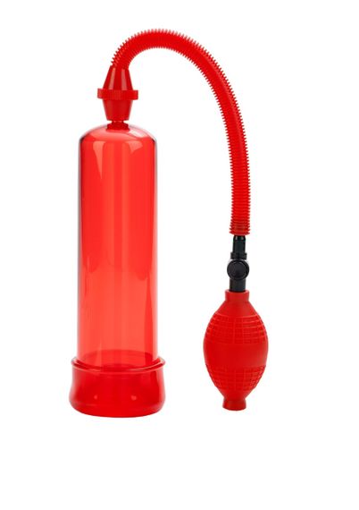 Механічна вакуумна помпа для пеніса з насосом-грушею Fireman's CalExotics, червона, 19 х 5.7 см