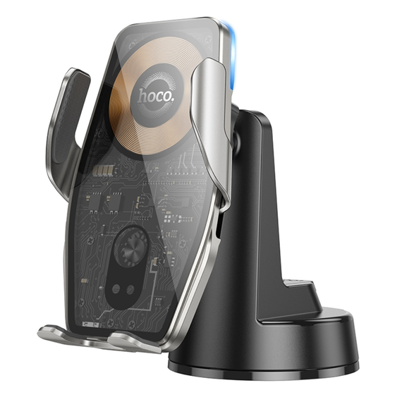 Автотримач Hoco HW27 із бездротовою зарядкою black metal gray