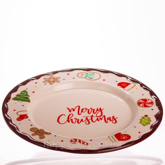 Новогодняя тарелка из фарфора Merry Christmas т Ø27.5 см CR-1-39 | Зображення 1