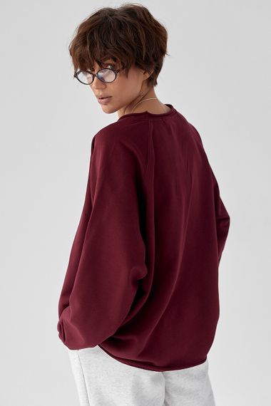 Лонгслів вільного крою з рукавами-реглан - бордо цвет, ONE SIZE (є розміри) | Зображення 1