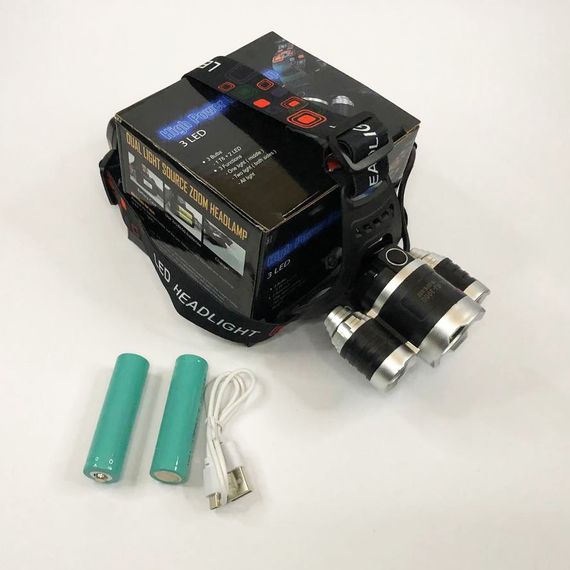 Наголовный фонарь, Аккумуляторный фонарь на голову с зарядным устройством, Водонепроницаемый фонарик RT-80 | Зображення 1