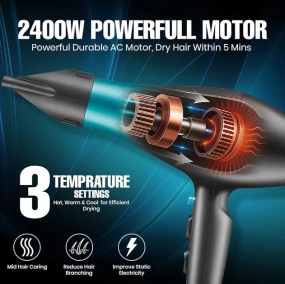 Профессиональный мощный фен для волос VGR V-455 с холодным и горячим воздухом 2400 Вт | Зображення 4