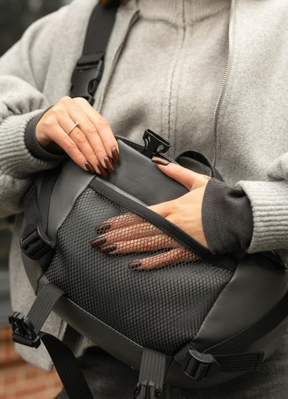 Большая женская поясная сумка бананка Sambag DynamicDart графитовая 38×21×7 см (80411009) | Зображення 2