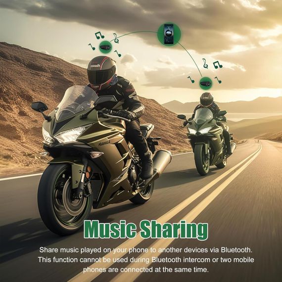 Мотогарнітура EJEAS Q8, інтерком Bluetooth 1000м з CVC шумозаглушенням, FM, IP67, 1200 мАг акумулятор, з Mesh 3.0 | Зображення 2