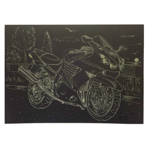 Гравюра А4 "Мотоцикл-1" ГрА4-12з эконом вариант в пакете 29,7х21 см