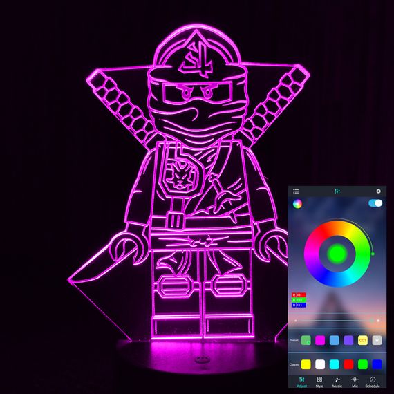 Акриловий світильник-нічник керування з телефона Ніндзяго tty-n001352