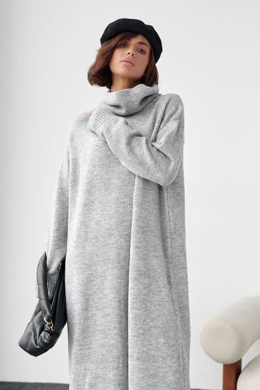 В'язана сукня oversize з високою горловиною - сірий цвет, ONE SIZE (є розміри) | Зображення 2