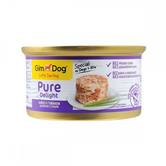 Вологий корм з куркою та тунцем для собак GimDog Little Darling Pure Delight, 85 гр