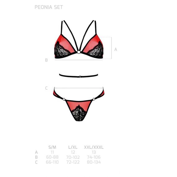 Комплект білизни Passion PEONIA SET XXL/XXXL red, бра, трусики | Зображення 4