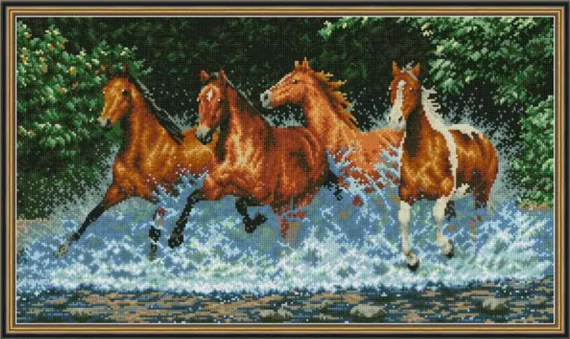 Алмазна мозаїка "Horses"   83.4*50.2 cm