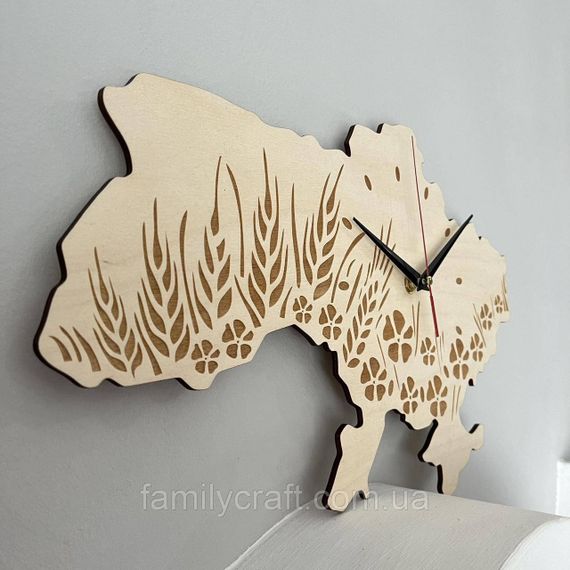 Настінний годинник Карта України з фанери Патріотичний дерев'яний годинник | Зображення 2