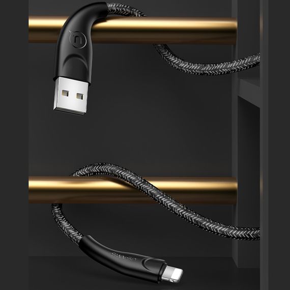 Дата кабель Usams US-SJ391 U41 Lightning Braided Data and Charging Cable 1m Чорний | Зображення 1