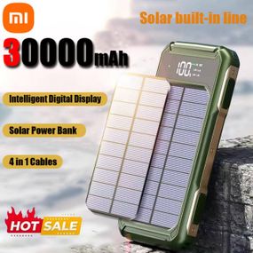 Павербанк високої ємності 30000mAh на сонячній батареї Solar Power Bank 4 в 1