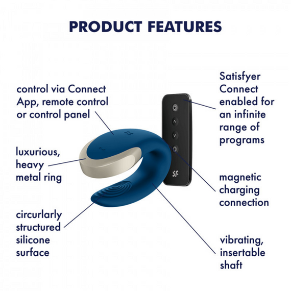 Смарт вібратор для пар Double Love колір: синій Satisfyer (Німеччина) | Зображення 1