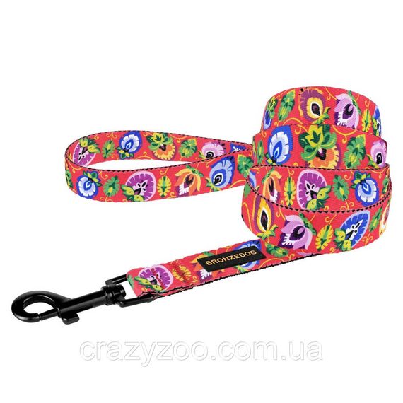 Повідець для собак BronzeDog Urban Folk S квіти кораловий 1.6х152 см 60/1416/T
