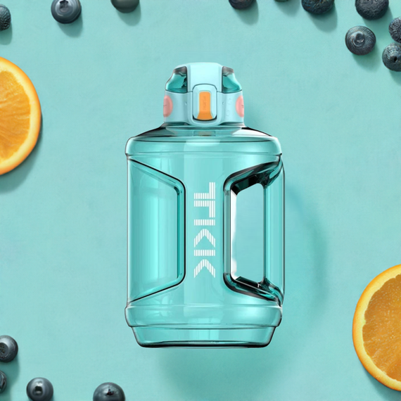 Спортивна пляшка TKK 2300 мл (2.3 л) — Бірюзовий Tritan BPA-free, ударостійка еко-пляшка з ручкою та клапаном | Зображення 3
