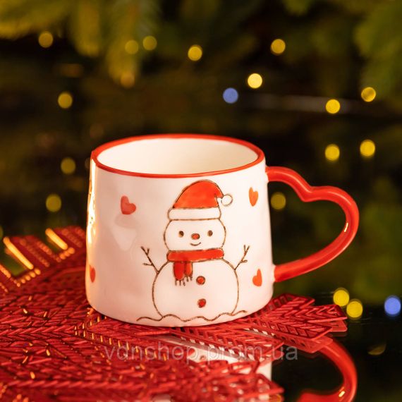 Новорічна порцелянова чашка Сніговик 350 (мл) Yiwu FM-CS-55A | Зображення 1