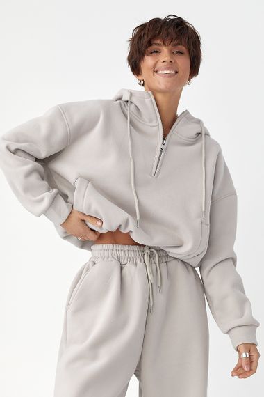 Спортивний костюм оверсайз із плюшевим начосом - сірий цвет, L/XL (є розміри) | Зображення 2