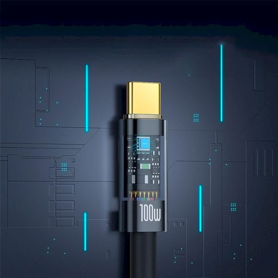 Дата кабель Baseus Explorer with Auto Shutdown Type-C to Type-C 100W (1m) (P103197031) Cluster Black | Зображення 6