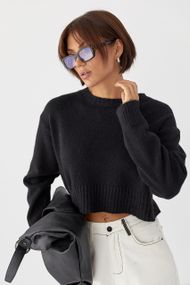 Укорочена в’язана кофта зі рваним ефектом - чорний цвет, ONE SIZE (є розміри)