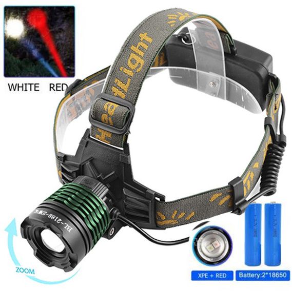 Акумуляторний ліхтар налобний Police 2188 2XPE (white+red) QI-51