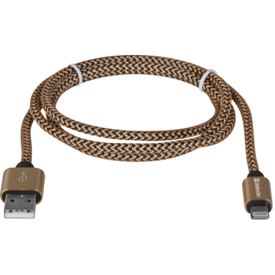 Дата кабель USB 2.0 AM to Lightning 1.0m gold Defender (87806) | Зображення 1