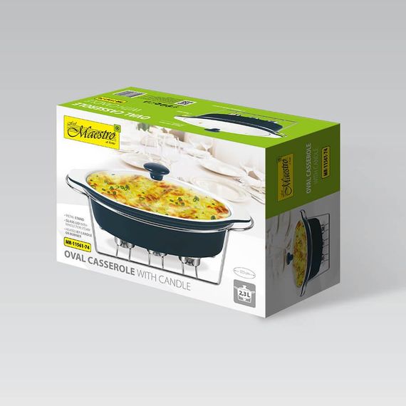 Мармит керамічний овальний Maestro MR-11561-74, 2.3 л, для запікання та сервірування | Зображення 2