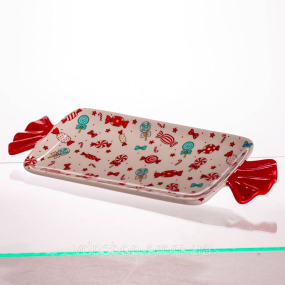 Блюдо сервировочное Merry Christmas 35×12.5 (см) прямоугольное с ручками из фарфора CR-1-29 | Зображення 3