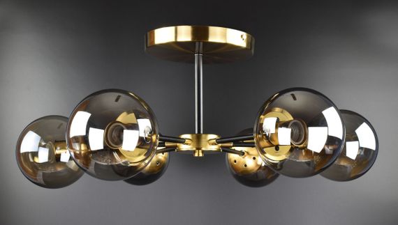 Люстра стельова на 6 лампочок 26592 Латунь 26х65х65 см. | Зображення 4