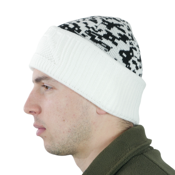 Шапка-балаклава вязаная белый пиксель | Зображення 1