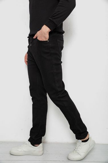 Джинсы мужские на резинке утепленные, цвет черный, 244R664-5 | Зображення 2