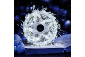 Гирлянда Роса на катушке фейерверк - мишура от USB, 50м, 1500LED + пульт Белый