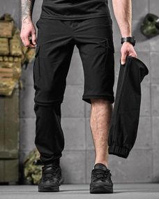 Стрейчові літні тактичні штани-шорти PARADOX чорні ДЛ6297