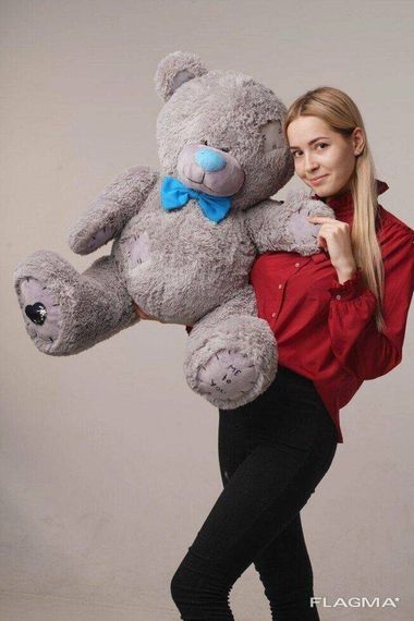 Мишка плюшевый с латками Yarokuz Me To You 100 см Серый | Зображення 1