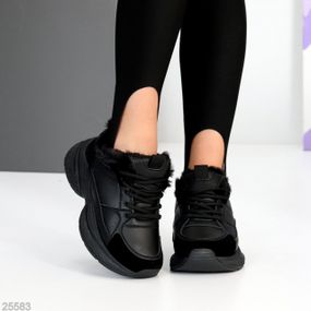 Комбіновані зимові прогулянкові чорні кросівки