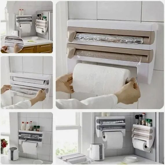 Кухонный диспенсер для пленки, фольги и полотенец Kitchen Roll Triple Paper dispenser, держатель для полотенец | Зображення 3