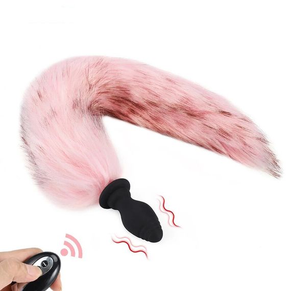 Анальна пробка, що вібрує, з лисячим хвостом рожевого кольору (розмір M, USB) | Зображення 5