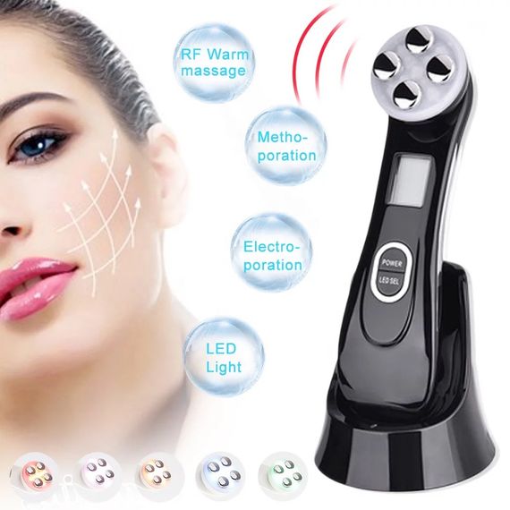Микротоковый Массажер Для Лица с Функцией RF + EMS + Фототерапия ( LED - терапия ) с Эффектом Лифтинга и Подтяжки Кожи Черный | Зображення 5