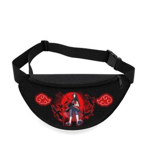 Дитяча сумка-бананка Naruto Akatsuki 32х15 см на пояс або через плече (5831)