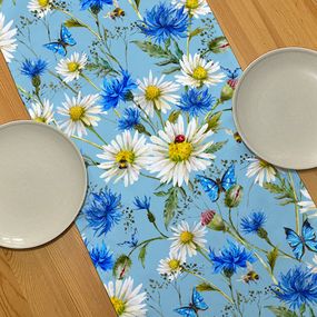 Доріжка на стіл Васильки та ромашки 150x40 см (DR__22U011)