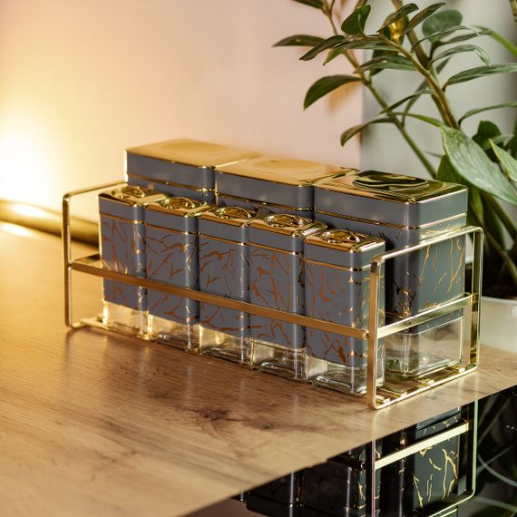 Набор для приправ и специй на подставке 8 штук с крышками Серый HP-1366 | Зображення 5