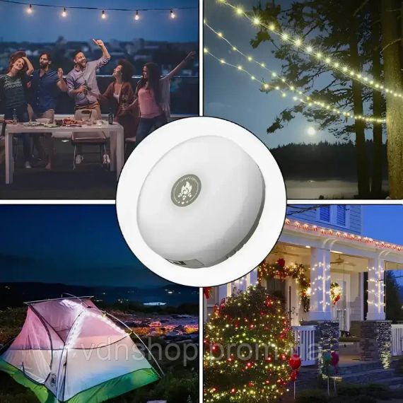 Аккумуляторный фонарь с гирляндой, USB и магнитным креплением / Подвесной фонарь для кемпинга 20м