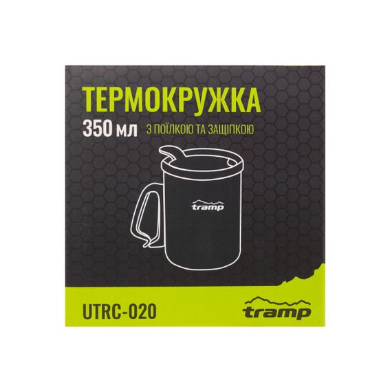 Термокружка туристична Tramp 350 мл з ручкою-защіпкою, Компактна дорожня термочашка трамп для чаю та кави, олива | Зображення 4