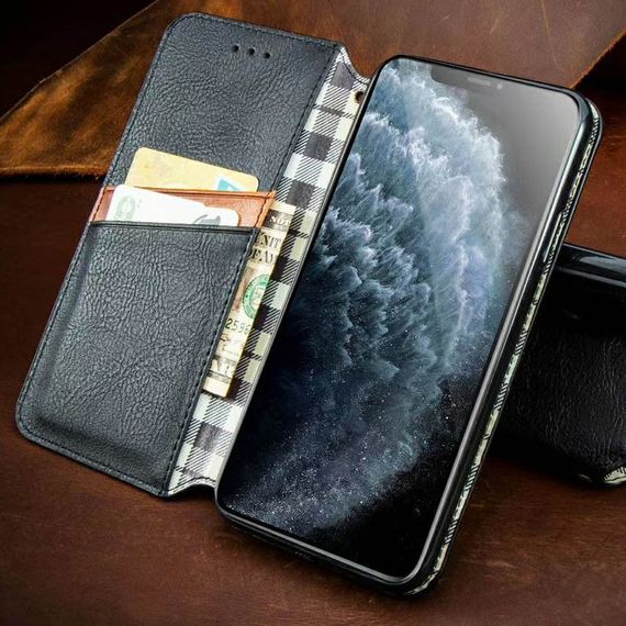Шкіряний чохол-книжка GETMAN Cubic (PU) для Xiaomi Redmi Note 9/Redmi 10X Штучна шкіра, Слот для візитки, Чорний | Зображення 1