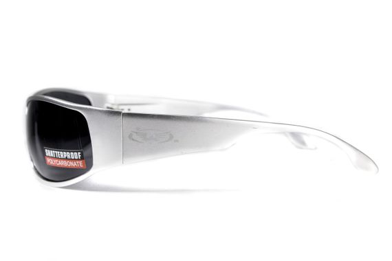 Окуляри захисні Global Vision BAD-ASS-1 Silver (gray) чорні в металевій оправі | Зображення 7
