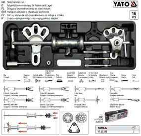 Знімач ступиць підшипників інерціальний 16 елементів YATO YT-25391