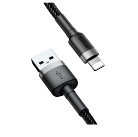 Кабель USB Lightning BASEUS CALKLF-BG1 Cafule 2,4A 1 м сірий/чорний