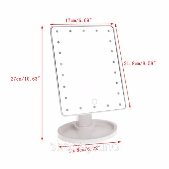 Квадратное настольное зеркало с подсветкой LED Smart Touch Mirror для макияжа | Зображення 3